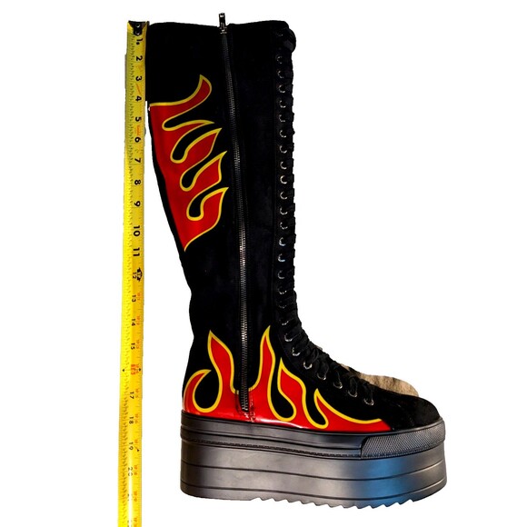 Lamoda 'Burning Up' Knee High Platform Shoe/Boot size 9 Ladie's Flames - Picture 7 of 11